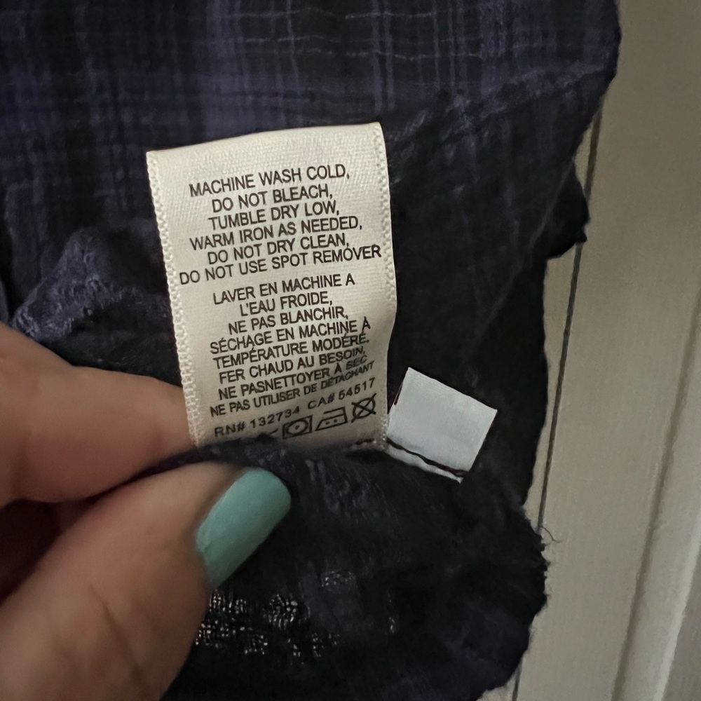 NEW Bella Dahl Flowy Tie Waist Blouse in Admiral Blue Plaid - Picture 6 of 7